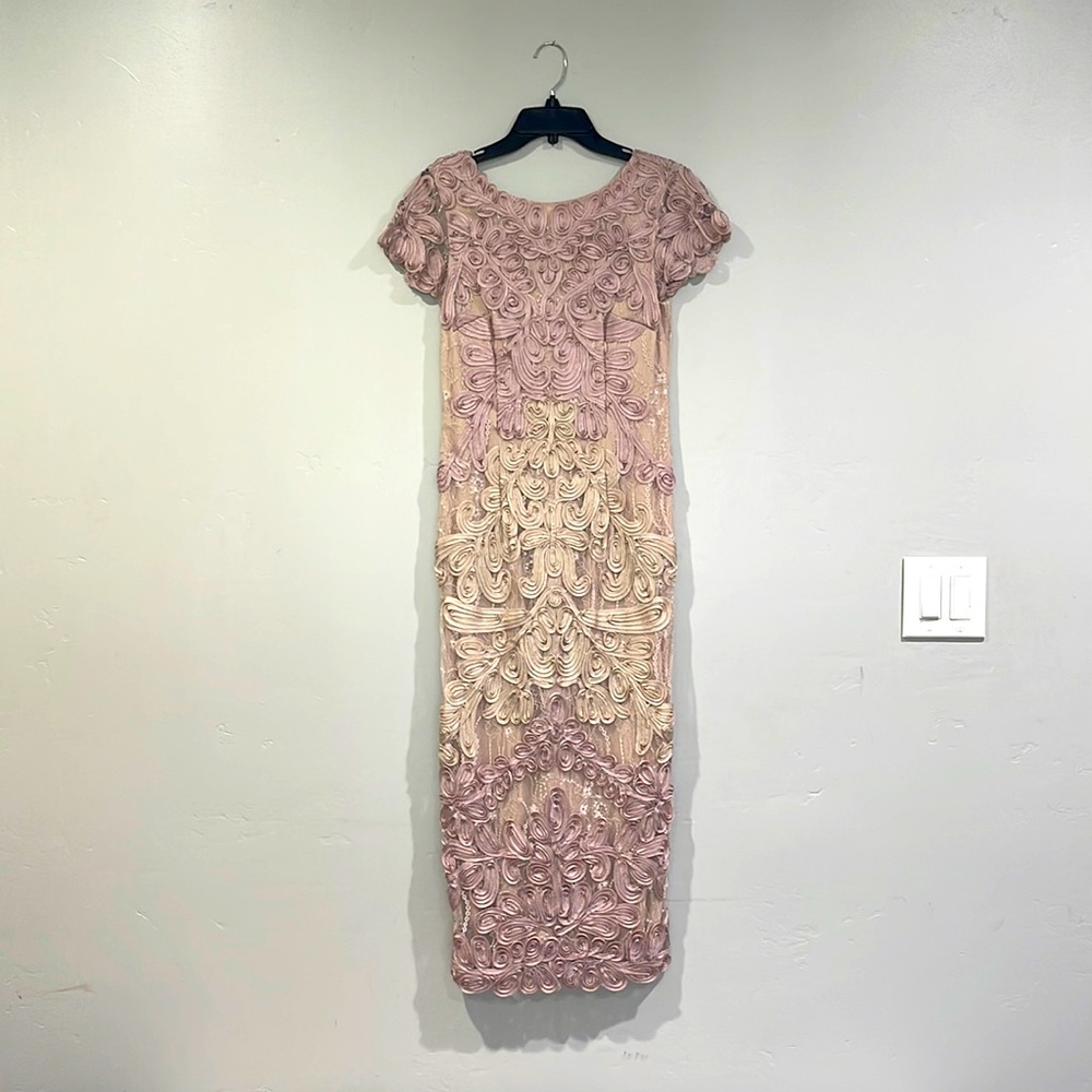 JS Collections Pink and Cream Beaded Cocktail Dress